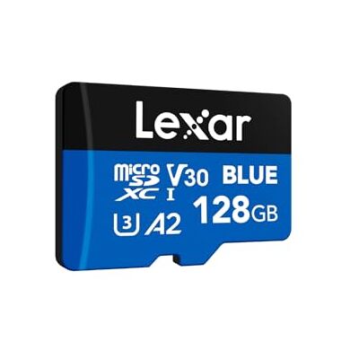 Lexar Blue Cartão Micro SD 128GB, até 160 MB/s leitura, Cartão microSDXC UHS-I, C10, U3, V30, A2, Full-HD 4K, Cartão de Memória de Alta Velocidade para Smartphones/tablets/câmeras de ação microSDXC, C10, U3, V30, A2, Full-HD 4K, tarjeta de memoria de al Lexar Blue Cartão Micro SD 128GB, até 160 MB/s leitura, Cartão microSDXC UHS-I, C10, U3, V30, A2, Full-HD 4K, Cartão de Memória de Alta Velocidade para Smartphones/tablets/câmeras de ação microSDXC, C10, U3, V30, A2, Full-HD 4K, tarjeta de memoria de al