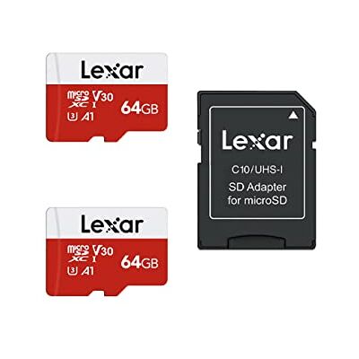 Lexar Cartão Micro SD 64 GB, 2 Pacotes, até 100 MB/s de Leitura, A1, U3, C10, V30, 4K, Full HD, Cartão de Memória com Adaptador SD, microSDXC para telefone, videocamera, Switch, GoPro, Tablet A1, U3, C10, V30, Memoria microSDXC , Micro SD Card para Nint Lexar Cartão Micro SD 64 GB, 2 Pacotes, até 100 MB/s de Leitura, A1, U3, C10, V30, 4K, Full HD, Cartão de Memória com Adaptador SD, microSDXC para telefone, videocamera, Switch, GoPro, Tablet A1, U3, C10, V30, Memoria microSDXC , Micro SD Card para Nint