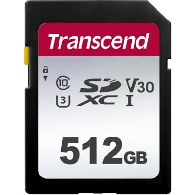 Transcend Cartão SDXC 512GB, U3 V30, 100MB/s, máxima capacidade 4K UHD e Full HD, para câmaras Canon Nikon Sony Panasonic TS512GSDC300S-E Transcend Cartão SDXC 512GB, U3 V30, 100MB/s, máxima capacidade 4K UHD e Full HD, para câmaras Canon Nikon Sony Panasonic TS512GSDC300S-E