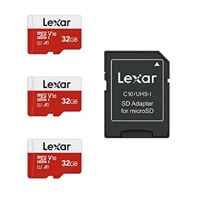 Lexar Cartão Micro SD 32 GB, 3 Pacotes, até 100 MB/s de Leitura, A1, U3, C10, V10, 4K, Full HD, Cartão de Memória com Adaptador SD, microSDXC para telemóvel, videocamera, Switch, GoPro, Tablet A1, U1, C10, V10, Memoria microSDXC , Micro SD Card para Nin Lexar Cartão Micro SD 32 GB, 3 Pacotes, até 100 MB/s de Leitura, A1, U3, C10, V10, 4K, Full HD, Cartão de Memória com Adaptador SD, microSDXC para telemóvel, videocamera, Switch, GoPro, Tablet A1, U1, C10, V10, Memoria microSDXC , Micro SD Card para Nin