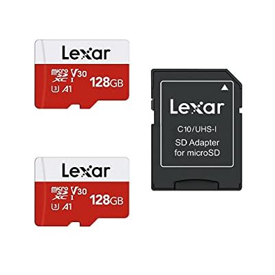Lexar Cartão Micro SD 128 GB, 2 Pacotes, até 100 MB/s de Leitura, A1, U3, C10, V30, 4K, Full HD, Cartão de Memória com Adaptador SD, microSDXC para telefone, videocâmera, Switch, GoPro, Tableta A1, U3, C10, V30, Memoria microSDXC , Micro SD Card para Ni Lexar Cartão Micro SD 128 GB, 2 Pacotes, até 100 MB/s de Leitura, A1, U3, C10, V30, 4K, Full HD, Cartão de Memória com Adaptador SD, microSDXC para telefone, videocâmera, Switch, GoPro, Tableta A1, U3, C10, V30, Memoria microSDXC , Micro SD Card para Ni