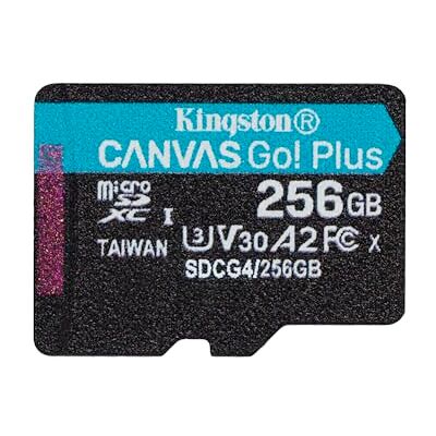 Kingston Canvas Go Plus microSDXC Cartão de memória Gen4 200MB/s A2 U3 V30 256 GB pacote individual sem ADP-SDCG4/256 GBSP Kingston Canvas Go Plus microSDXC Cartão de memória Gen4 200MB/s A2 U3 V30 256 GB pacote individual sem ADP-SDCG4/256 GBSP