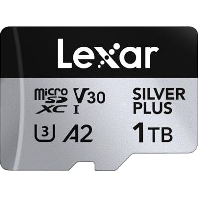 Lexar Cartão Micro SD Silver Plus de 1 TB, Velocidade de Leitura de até 205 MB/s, Velocidade de Escrita de 150 MB/s, Cartão de Memória Micro SD com Adaptador SD, UHS-I, A2, U3, V30, Classe 10, 4K Tarjeta de Memoria Micro SD con Adaptador SD, UHS-I, A2, Lexar Cartão Micro SD Silver Plus de 1 TB, Velocidade de Leitura de até 205 MB/s, Velocidade de Escrita de 150 MB/s, Cartão de Memória Micro SD com Adaptador SD, UHS-I, A2, U3, V30, Classe 10, 4K Tarjeta de Memoria Micro SD con Adaptador SD, UHS-I, A2,