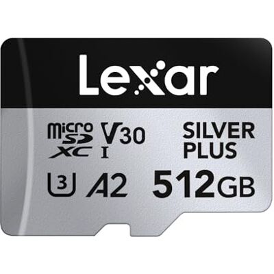 Lexar Cartão micro SD Silver Plus de 512 GB, velocidade de leitura até 205 MB/s, velocidade de gravação de 150 MB/s, cartão de memória micro SD com adaptador SD, UHS-I, A2, U3, V30, classe 10, 4K tarjeta de memoria Micro SD con adaptador SD, UHS-I, A2, Lexar Cartão micro SD Silver Plus de 512 GB, velocidade de leitura até 205 MB/s, velocidade de gravação de 150 MB/s, cartão de memória micro SD com adaptador SD, UHS-I, A2, U3, V30, classe 10, 4K tarjeta de memoria Micro SD con adaptador SD, UHS-I, A2,