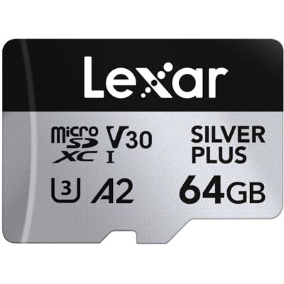 Lexar Cartão Micro SD 64 GB Silver Plus, Cartão de Memória Micro SD com Adaptador, Cartão Microsdxc TF até 205 MB/s, A2, U3, Classe 10, V30, Full HD e 4K UHD para Câmera, Telefone, Videoconsola Tarjeta de Memoria Micro SD con Adaptador, A2, U3, Clase 10 Lexar Cartão Micro SD 64 GB Silver Plus, Cartão de Memória Micro SD com Adaptador, Cartão Microsdxc TF até 205 MB/s, A2, U3, Classe 10, V30, Full HD e 4K UHD para Câmera, Telefone, Videoconsola Tarjeta de Memoria Micro SD con Adaptador, A2, U3, Clase 10