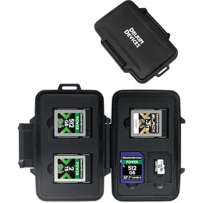 Delkin CFexpress Bolsa de armazenamento para cartões de memória tipo B, SD e microSD, capa resistente às intempéries Delkin CFexpress Bolsa de armazenamento para cartões de memória tipo B, SD e microSD, capa resistente às intempéries