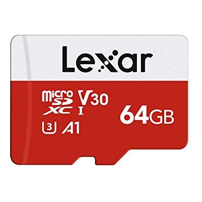 Lexar Cartão de memória micro SD de 64 GB, cartão de memória micro SD com adaptador SD, até 100 MB/s de velocidade de leitura, UHS-I, U3, A1, V30, C10, 4K UHD microSDXC Lexar Cartão de memória micro SD de 64 GB, cartão de memória micro SD com adaptador SD, até 100 MB/s de velocidade de leitura, UHS-I, U3, A1, V30, C10, 4K UHD microSDXC