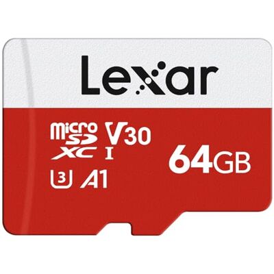 Lexar Cartão de memória micro SD de 64 GB, cartão de memória micro SD com adaptador SD, até 100 MB/s de velocidade de leitura, UHS-I, U3, A1, V30, C10, 4K UHD microSDXC Lexar Cartão de memória micro SD de 64 GB, cartão de memória micro SD com adaptador SD, até 100 MB/s de velocidade de leitura, UHS-I, U3, A1, V30, C10, 4K UHD microSDXC