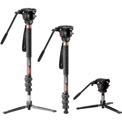 Cayer CF34DV Monopod para vídeo profissional câmara telescópica de fibra de carbono de 71" monopod com cabeça de movimento de inclinação horizontal e base de tripé de 3 pernas Cayer CF34DV Monopod para vídeo profissional câmara telescópica de fibra de carbono de 71" monopod com cabeça de movimento de inclinação horizontal e base de tripé de 3 pernas