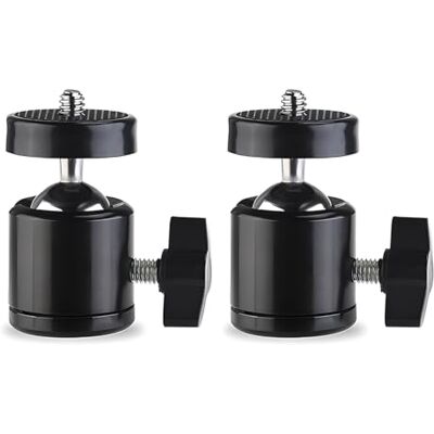 xlwen Cabeça de bola para tripé, 2 peças mini roda giratória, mini tripé cabeça giratória com orifício roscado de 1/4", adequado para câmaras SLR, câmara de vídeo, suportes de luz, monopé, tripé xlwen Cabeça de bola para tripé, 2 peças mini roda giratória, mini tripé cabeça giratória com orifício roscado de 1/4", adequado para câmaras SLR, câmara de vídeo, suportes de luz, monopé, tripé