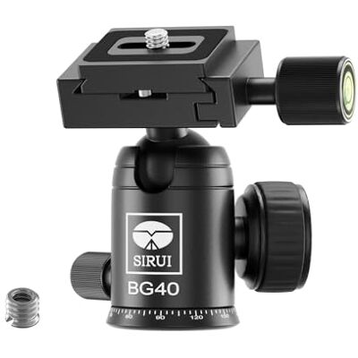 Sirui BG40 Rótula de bola para tripé, bola panorâmica de 360° com placa de libertação rápida de 1/4" para câmara DSLR, câmara de vídeo, tripé, monopie Sirui BG40 Rótula de bola para tripé, bola panorâmica de 360° com placa de libertação rápida de 1/4" para câmara DSLR, câmara de vídeo, tripé, monopie