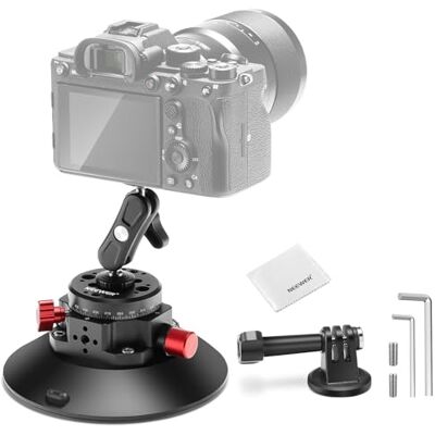 Neewer Suporte de câmara com ventosa de 6 polegadas compatível com GoPro, cabeça de bola de metal para para-brisas de carro, braço mágico com adaptador de câmara de ação, pano de limpeza para suporte Neewer Suporte de câmara com ventosa de 6 polegadas compatível com GoPro, cabeça de bola de metal para para-brisas de carro, braço mágico com adaptador de câmara de ação, pano de limpeza para suporte