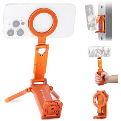 K&F CONCEPT 4 em Tripé magnético para telemóvel, ímanes de dupla face 15N/20N, modos: Tripé, grampo, superfície magnética, gimbal, braço de 270°, arco-Swiss & 1/4", laranja -PT03 K&F CONCEPT 4 em Tripé magnético para telemóvel, ímanes de dupla face 15N/20N, modos: Tripé, grampo, superfície magnética, gimbal, braço de 270°, arco-Swiss & 1/4", laranja -PT03