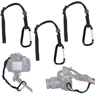 CAMKIX 3 x fixação da câmara com mosquetão: prenda dupla a sua câmara DSLR ou compacta. Primeiro ligue ao buraco da câmara. Em seguida, ligue à correia da câmara, tripé, monopé, etc. CAMKIX 3 x fixação da câmara com mosquetão: prenda dupla a sua câmara DSLR ou compacta. Primeiro ligue ao buraco da câmara. Em seguida, ligue à correia da câmara, tripé, monopé, etc.