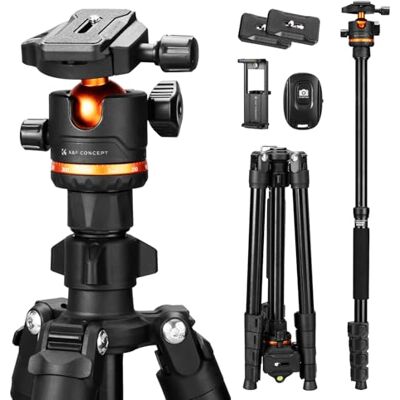 K&F CONCEPT Tripé câmara 192 cm O275A5 BH-36 com cabeça esférica, tripé para viagem capacidade de carga 8 kg com suporte para tablet e controlo remoto K&F CONCEPT Tripé câmara 192 cm O275A5 BH-36 com cabeça esférica, tripé para viagem capacidade de carga 8 kg com suporte para tablet e controlo remoto