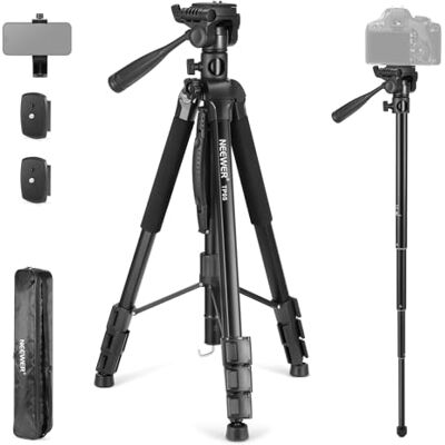 NEEWER BÁSICO TP05 188cm Trípode Monopé Vídeo, Cabeça de Pan Tilt de 3 Vias Suporte para Telemóvel Compatível com iPhone DSLR, Suporte para Viagem e Gravação, Montagem de Câmara Superior, Barra NEEWER BÁSICO TP05 188cm Trípode Monopé Vídeo, Cabeça de Pan Tilt de 3 Vias Suporte para Telemóvel Compatível com iPhone DSLR, Suporte para Viagem e Gravação, Montagem de Câmara Superior, Barra