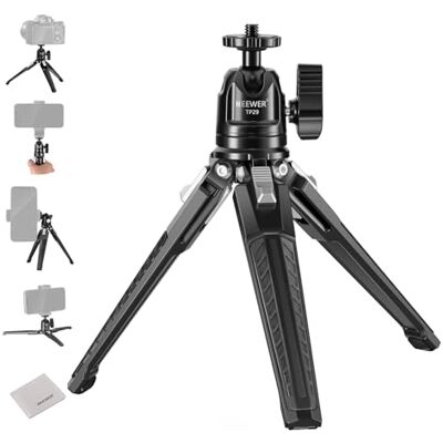 NEEWER TP29 Mini tripé de secretária, mesa de metal, suporte portátil para selfie stick de viagem com cabeça de bola de 360° e parafuso de 1/4 polegadas para câmara, suporte para telemóvel, câmara NEEWER TP29 Mini tripé de secretária, mesa de metal, suporte portátil para selfie stick de viagem com cabeça de bola de 360° e parafuso de 1/4 polegadas para câmara, suporte para telemóvel, câmara