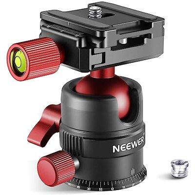 NEEWER Cabeça de Tripé, Cabeça de Bola Panorâmica Giratória de 360° com Placa de Sapata Rápida de 1/4" para Câmara de Vídeo DSLR com Deslizador de Monopé de Tripé GM28 NEEWER Cabeça de Tripé, Cabeça de Bola Panorâmica Giratória de 360° com Placa de Sapata Rápida de 1/4" para Câmara de Vídeo DSLR com Deslizador de Monopé de Tripé GM28