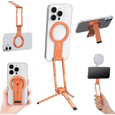 K&F CONCEPT Mini tripé magnético ultrafino 7 mm para iPhone laranja Apenas 59 g leve, suporte magnético dupla face transformável compatível com Mag--Safe, iPhone e Android -PT02 K&F CONCEPT Mini tripé magnético ultrafino 7 mm para iPhone laranja Apenas 59 g leve, suporte magnético dupla face transformável compatível com Mag--Safe, iPhone e Android -PT02