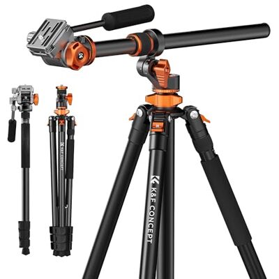 K&F CONCEPT Trípode Cámara con Cabezal Fluido Tripé de 231 cm com coluna central de 90 ° e monopie desmontável para câmaras DSLR, T254A7 FH-03 K&F CONCEPT Trípode Cámara con Cabezal Fluido Tripé de 231 cm com coluna central de 90 ° e monopie desmontável para câmaras DSLR, T254A7 FH-03