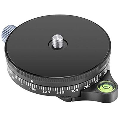 NEEWER Base panorâmica para câmara com placa de estilo Parafuso de 3/8 de polegadas, cabeça de tripé panorâmica de liga de alumínio com nível de bolha, para tripés DSLR, 22 lb NEEWER Base panorâmica para câmara com placa de estilo Parafuso de 3/8 de polegadas, cabeça de tripé panorâmica de liga de alumínio com nível de bolha, para tripés DSLR, 22 lb