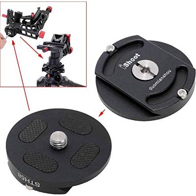 iShoot Adaptador de desbloqueio rápido de metal para cabeça balanço fluido bola, cabeça de tripé com parte inferior circular e orifício de parafuso de 3/8 polegadas, parte inferior é placa tipo Arca iShoot Adaptador de desbloqueio rápido de metal para cabeça balanço fluido bola, cabeça de tripé com parte inferior circular e orifício de parafuso de 3/8 polegadas, parte inferior é placa tipo Arca