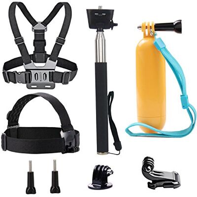 TEKCAM Kit de acessórios para câmara de ação 8 em 1, arnês de peito arnês banda cabeça selfie stick alça flutuante, compatível com Gopro Hero 13 12 11 10 9 Wolfang Cooau Akaso Surfola TEKCAM Kit de acessórios para câmara de ação 8 em 1, arnês de peito arnês banda cabeça selfie stick alça flutuante, compatível com Gopro Hero 13 12 11 10 9 Wolfang Cooau Akaso Surfola