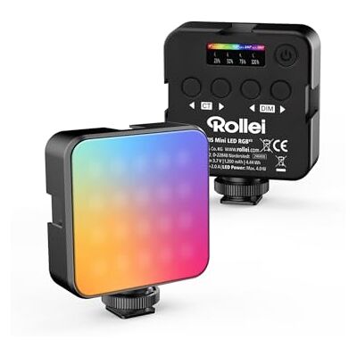 Rollei Foco fotográfico, Lumis Mini RGB luz LED câmara 360 cor 2500~9000K Com bateria integrada recarregável, tocha fotográfica para gravar vídeos no YouTube TikTok Vlog Streaming Rollei Foco fotográfico, Lumis Mini RGB luz LED câmara 360 cor 2500~9000K Com bateria integrada recarregável, tocha fotográfica para gravar vídeos no YouTube TikTok Vlog Streaming