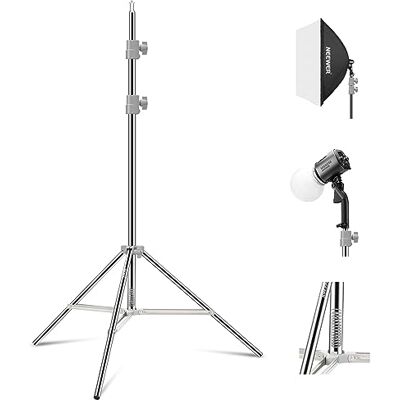 Neewer 190 cm Suporte de luz aprimorado suporte de tripé fotografia dobrável com mola de aço inoxidável com juntas de tubo para luz de anel LED Strobe Flash Softbox, carga máxima 6,5 kg, ST-190SS Neewer 190 cm Suporte de luz aprimorado suporte de tripé fotografia dobrável com mola de aço inoxidável com juntas de tubo para luz de anel LED Strobe Flash Softbox, carga máxima 6,5 kg, ST-190SS