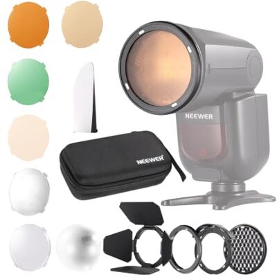 NEEWER CRM2 Kit de acessórios magnéticos para flash de cabeça redonda Z1-C Z1-N Z1-S Z2-C Z2-N Z2-S compatível com Godox V1 Speedlites, inclui 14 pcs Adaptador Modificador de Controlo de Luz de Flash NEEWER CRM2 Kit de acessórios magnéticos para flash de cabeça redonda Z1-C Z1-N Z1-S Z2-C Z2-N Z2-S compatível com Godox V1 Speedlites, inclui 14 pcs Adaptador Modificador de Controlo de Luz de Flash
