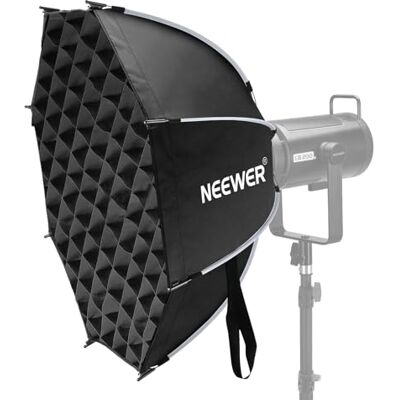 Neewer 25,6'' Softbox octogonal, Softbox parabólica libertação rápida com armação Bowens, difusores, grade e saco. Compatível com Aputure 120d, Godox SL60w, Q4, AS600B, CB300B, Q300, NS65P Neewer 25,6'' Softbox octogonal, Softbox parabólica libertação rápida com armação Bowens, difusores, grade e saco. Compatível com Aputure 120d, Godox SL60w, Q4, AS600B, CB300B, Q300, NS65P