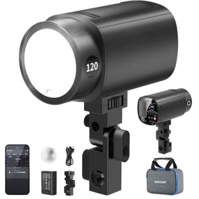 NEEWER Q120 120 Ws 2,4 G TTL Flash estroboscópico exterior, compatível HSS 1/8000s, Monoluz de estúdio portátil, luz modelagem, 3000 mAh, 420 Flashes, reciclagem 1,5s, para fotografia NEEWER Q120 120 Ws 2,4 G TTL Flash estroboscópico exterior, compatível HSS 1/8000s, Monoluz de estúdio portátil, luz modelagem, 3000 mAh, 420 Flashes, reciclagem 1,5s, para fotografia