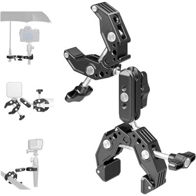 Neewer Suporte de câmara de braçadeira dupla com braço mágico, sapatos frios para secretária, estúdio, suporte de luz, refletor de fotografia, bandeira, barras cruzadas, motociclo, guarda-chuva, Neewer Suporte de câmara de braçadeira dupla com braço mágico, sapatos frios para secretária, estúdio, suporte de luz, refletor de fotografia, bandeira, barras cruzadas, motociclo, guarda-chuva,