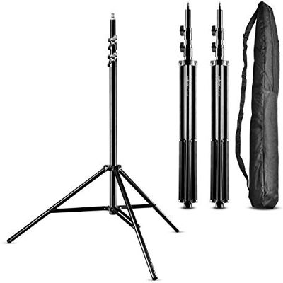 walimex pro 3 x WT-806 Conjunto de suporte de luz (com amortecimento de mola, alumínio máximo 256 cm, carga de 6 kg, de alumínio, suporte para refletor, flash, softbox de estúdio) com bolsa walimex pro 3 x WT-806 Conjunto de suporte de luz (com amortecimento de mola, alumínio máximo 256 cm, carga de 6 kg, de alumínio, suporte para refletor, flash, softbox de estúdio) com bolsa