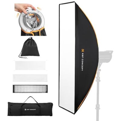 K&F CONCEPT Strip Softbox 12" x 47"/30 x 120 cm libertação rápida Portátil com difusor / grade de favo / saco/suporte Bowens para COB, estúdio, foto do produto LJ02 K&F CONCEPT Strip Softbox 12" x 47"/30 x 120 cm libertação rápida Portátil com difusor / grade de favo / saco/suporte Bowens para COB, estúdio, foto do produto LJ02