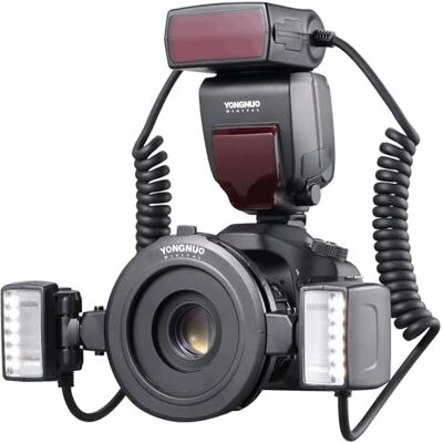 YONGNUO YN24EX Flash multifuncional para Canon, cor preta YN-24EX 24EX, com 2 cabeças de flash e 4 anéis adaptadores para Canon YONGNUO YN24EX Flash multifuncional para Canon, cor preta YN-24EX 24EX, com 2 cabeças de flash e 4 anéis adaptadores para Canon