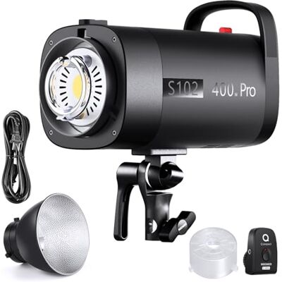 NEEWER S102-400W Pro Fash Luz Strobe com disparador 2,4 G, 400Ws GN62 5600K com 30 W candeeiro de modelo LED refletor de montagem Bowens modo S1/S2 ventilador para fotografia produtos, compatível com QPRO NEEWER S102-400W Pro Fash Luz Strobe com disparador 2,4 G, 400Ws GN62 5600K com 30 W candeeiro de modelo LED refletor de montagem Bowens modo S1/S2 ventilador para fotografia produtos, compatível com QPRO