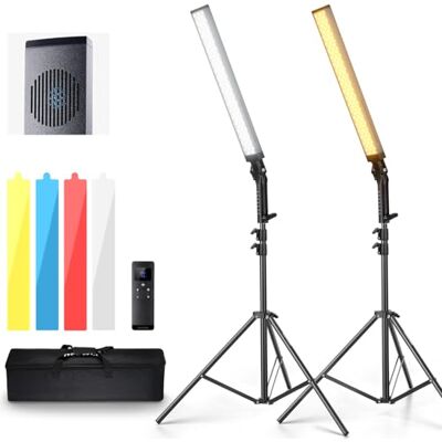 Neewer Barra de luz de vídeo LED melhorada e kit de controlo remoto 2,4 G, 2 pacotes de luzes reguláveis 3200 K ~ 5600 K CRI97+ com suportes/filtros/bolsa para Youtube vídeo fotografia jogos, BH20B Neewer Barra de luz de vídeo LED melhorada e kit de controlo remoto 2,4 G, 2 pacotes de luzes reguláveis 3200 K ~ 5600 K CRI97+ com suportes/filtros/bolsa para Youtube vídeo fotografia jogos, BH20B