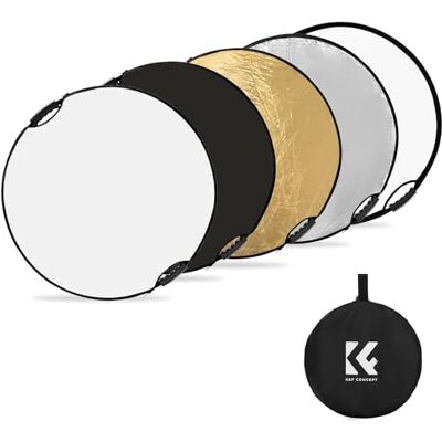 K&F CONCEPT Refletor 5 em 1,80 cm com alças para fotografia Ouro prata branco preto translúcido, dobrável com pegas, difusor retrato estúdio exterior, LE05 K&F CONCEPT Refletor 5 em 1,80 cm com alças para fotografia Ouro prata branco preto translúcido, dobrável com pegas, difusor retrato estúdio exterior, LE05