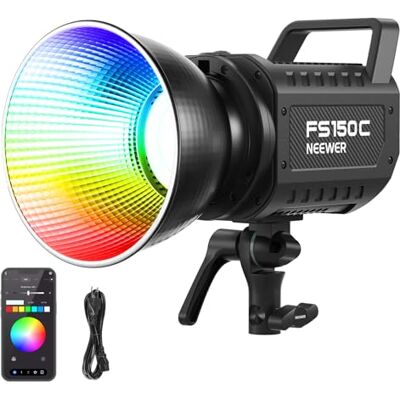 Neewer 130 W RGB LED luz de vídeo App/2,4 G controlo 17 efeitos, 2500-7500 K 19800lux/1 m COB iluminação contínua com CRI97/TLCI98 4 curvas de atenuação, foco de Bowens Mount em estúdio Fotografia Neewer 130 W RGB LED luz de vídeo App/2,4 G controlo 17 efeitos, 2500-7500 K 19800lux/1 m COB iluminação contínua com CRI97/TLCI98 4 curvas de atenuação, foco de Bowens Mount em estúdio Fotografia