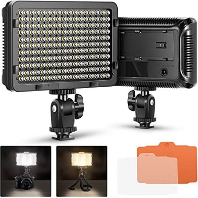 NEEWER 176 LED Luz LED câmara de vídeo ultra brilhante 3200-5600K regulável 1/4 de polegada armação de rosca para Canon Nikon Pentax Panasonic Sony Samsung Olympus e outras câmaras DSLR Compatible con Nikon Sony y Other DSLR Camaras, 5600K (Bateria Not NEEWER 176 LED Luz LED câmara de vídeo ultra brilhante 3200-5600K regulável 1/4 de polegada armação de rosca para Canon Nikon Pentax Panasonic Sony Samsung Olympus e outras câmaras DSLR Compatible con Nikon Sony y Other DSLR Camaras, 5600K (Bateria Not
