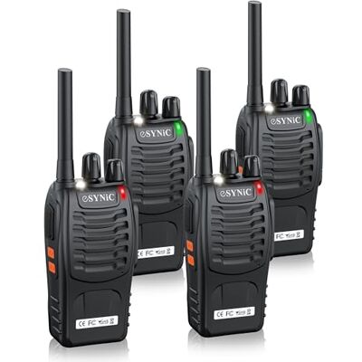 eSynic 4 peças Walkie Talkies recarregáveis, walkie talkie de longo alcance para adultos 16 canais função VOX Walkie Talky com auriculares originais, casa, hotel, etc. eSynic 4 peças Walkie Talkies recarregáveis, walkie talkie de longo alcance para adultos 16 canais função VOX Walkie Talky com auriculares originais, casa, hotel, etc.
