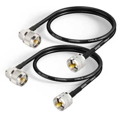 Superbat Cabo RG58 PL259 60 cm-2 pz UHF CB masculino em ângulo reto 50 Ohm, baixa perda, flexível, para antena HF/rádio amador/medidor ROE/ carga falsa/ scanner rádio / walkie talkies Superbat Cabo RG58 PL259 60 cm-2 pz UHF CB masculino em ângulo reto 50 Ohm, baixa perda, flexível, para antena HF/rádio amador/medidor ROE/ carga falsa/ scanner rádio / walkie talkies