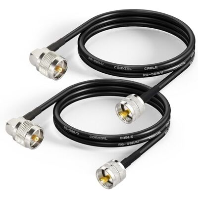 Superbat Cabo RG58 PL259 90 cm-2 pz UHF CB masculino em ângulo reto 50 Ohm, baixa perda, flexível, para antena HF/rádio amador/medidor ROE/ carga falsa/ scanner rádio / walkie talkies Superbat Cabo RG58 PL259 90 cm-2 pz UHF CB masculino em ângulo reto 50 Ohm, baixa perda, flexível, para antena HF/rádio amador/medidor ROE/ carga falsa/ scanner rádio / walkie talkies