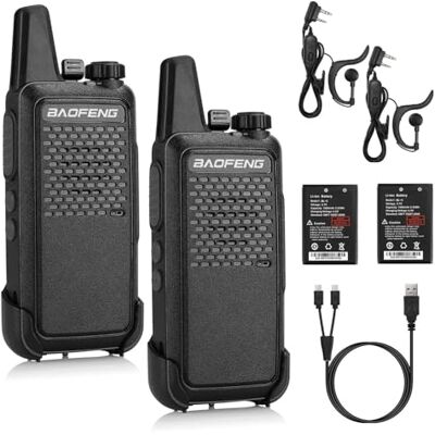 Baofeng GT-22 Walkie Talkie profissional, PMR446 sem licença Walkie Talkie recarregáveis carregamento micro USB, 16 canais, auriculares, bateria de 1500 mAh, versátil e fácil de usar com Baofeng GT-22 Walkie Talkie profissional, PMR446 sem licença Walkie Talkie recarregáveis carregamento micro USB, 16 canais, auriculares, bateria de 1500 mAh, versátil e fácil de usar com
