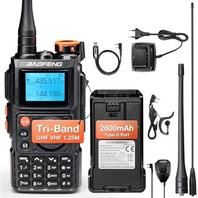 BaoFeng K6 Triband Walkie Talkie, rádio amador de 6 W, multibanda UHF/VHF/FM/Air, bateria de 2600 mAh carregamento USB-C, cabo de programação, 999 canais, cópia de frequência sem fios BaoFeng K6 Triband Walkie Talkie, rádio amador de 6 W, multibanda UHF/VHF/FM/Air, bateria de 2600 mAh carregamento USB-C, cabo de programação, 999 canais, cópia de frequência sem fios