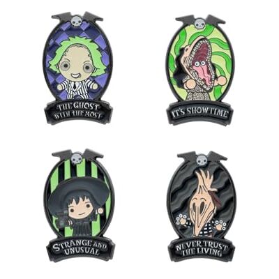 Grupo Erik Set Pins Beetlejuice 4 figuras Beetlejuice, broches Grupo Erik Set Pins Beetlejuice 4 figuras Beetlejuice, broches