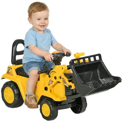 HOMCOM Tractor sem pedais para crianças 18-48 meses, 80 x 26,5 x 39 cm Escavadora brinquedo grande, pala dianteira, buzina, volante, compartimento oculto sob assento, carga 30 kg HOMCOM Tractor sem pedais para crianças 18-48 meses, 80 x 26,5 x 39 cm Escavadora brinquedo grande, pala dianteira, buzina, volante, compartimento oculto sob assento, carga 30 kg