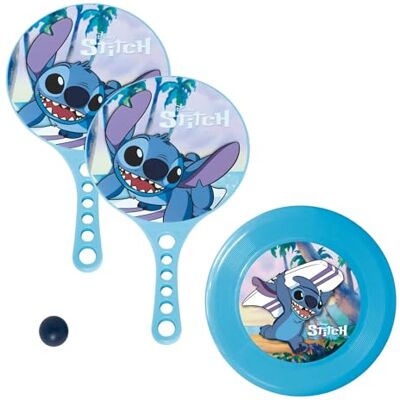 Disney Stitch Raquetes de praia com bola de praia e Frisbee, jogo de raquete infantil e disco de lançamento, brinquedos de praia para meninos e meninas Disney Stitch Raquetes de praia com bola de praia e Frisbee, jogo de raquete infantil e disco de lançamento, brinquedos de praia para meninos e meninas