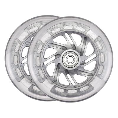Micro Pack de 2 rodas com luzes LED de 120 mm peças sobressalentes originais trotinete infantil rolamentos ABEC9 Iluminação por dínamo sem pilhas, fácil instalação com parafusos e chaves Micro Pack de 2 rodas com luzes LED de 120 mm peças sobressalentes originais trotinete infantil rolamentos ABEC9 Iluminação por dínamo sem pilhas, fácil instalação com parafusos e chaves